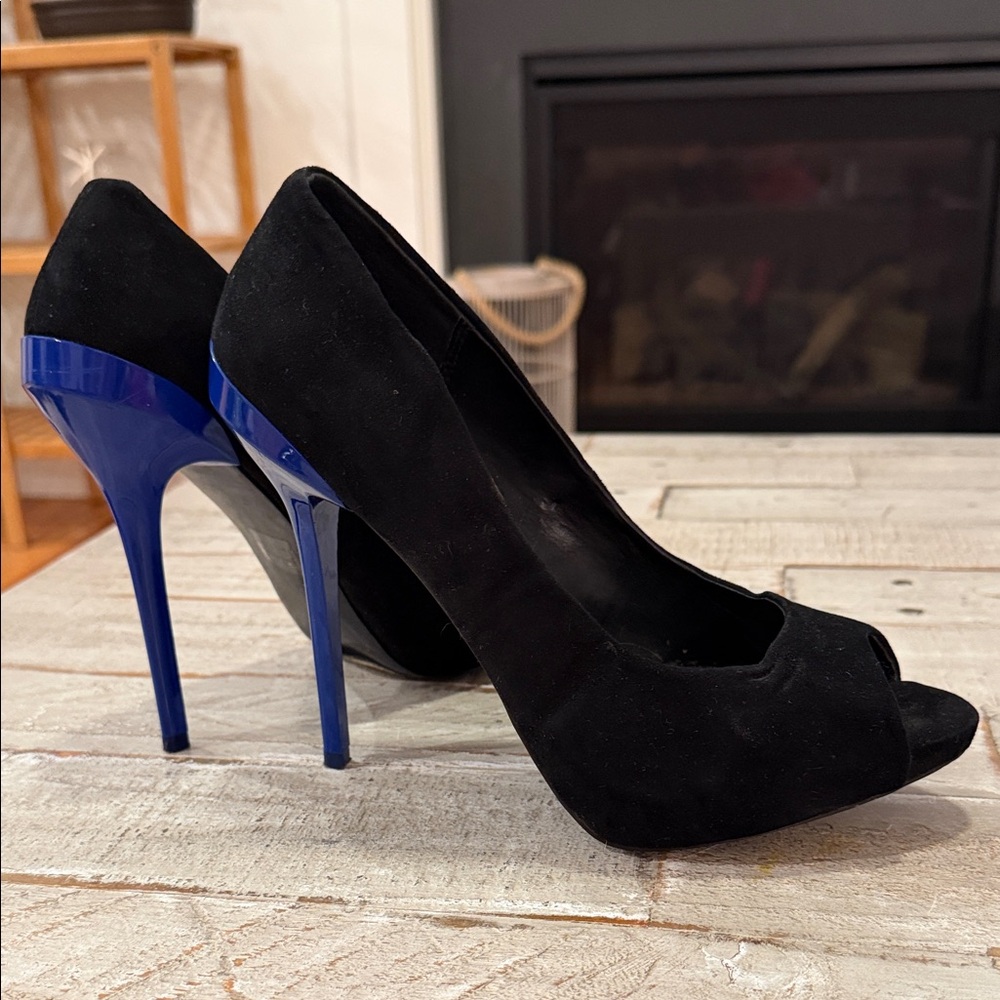 Aldo Black Suede and Royal Blue Stiletto High Heels